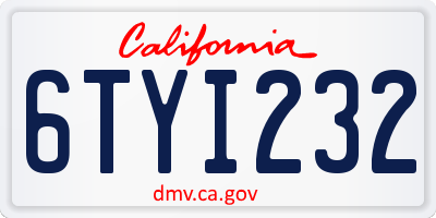 CA license plate 6TYI232