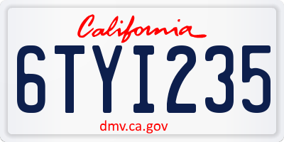 CA license plate 6TYI235