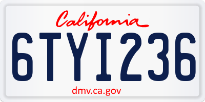 CA license plate 6TYI236