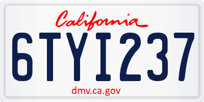 CA license plate 6TYI237