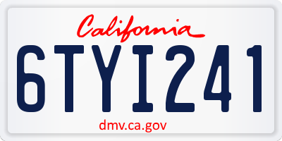 CA license plate 6TYI241