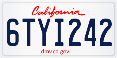 CA license plate 6TYI242