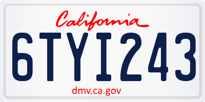 CA license plate 6TYI243