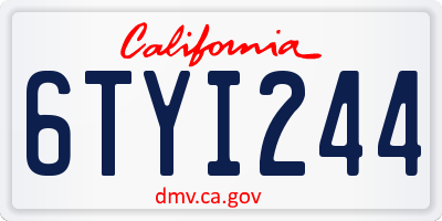 CA license plate 6TYI244