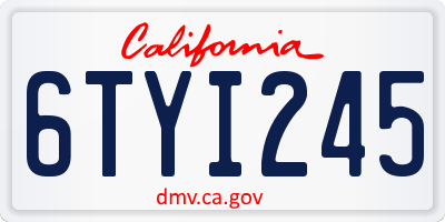 CA license plate 6TYI245