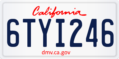 CA license plate 6TYI246