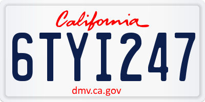 CA license plate 6TYI247