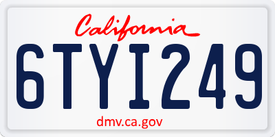 CA license plate 6TYI249