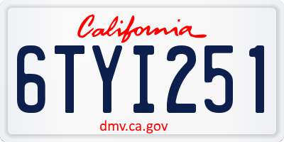 CA license plate 6TYI251