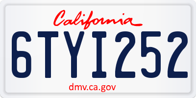 CA license plate 6TYI252