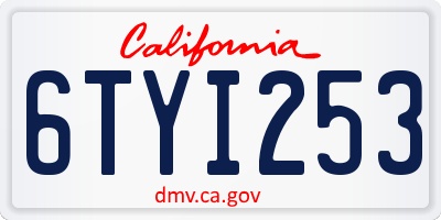 CA license plate 6TYI253