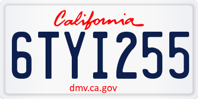CA license plate 6TYI255