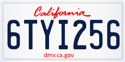 CA license plate 6TYI256
