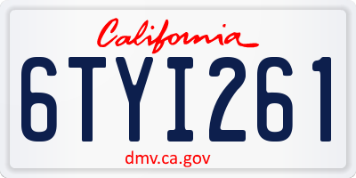 CA license plate 6TYI261