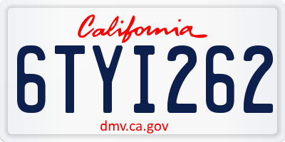 CA license plate 6TYI262