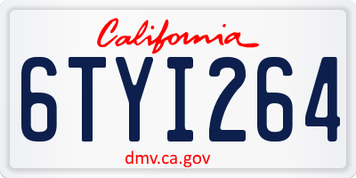 CA license plate 6TYI264