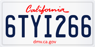 CA license plate 6TYI266
