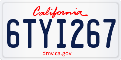 CA license plate 6TYI267