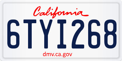 CA license plate 6TYI268