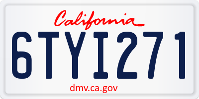 CA license plate 6TYI271