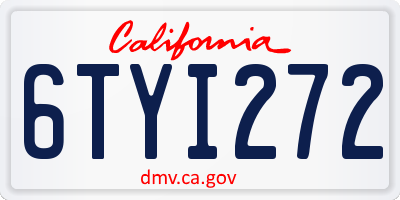 CA license plate 6TYI272