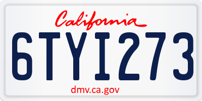 CA license plate 6TYI273