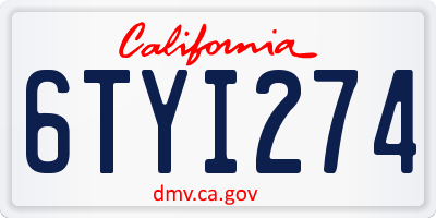 CA license plate 6TYI274