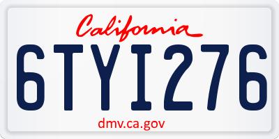 CA license plate 6TYI276