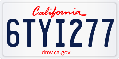 CA license plate 6TYI277