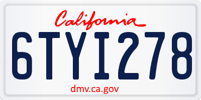 CA license plate 6TYI278