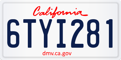 CA license plate 6TYI281
