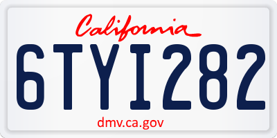 CA license plate 6TYI282