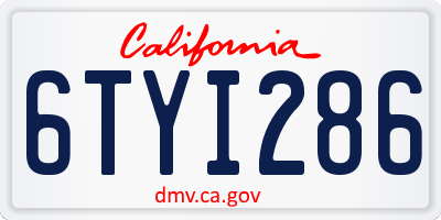CA license plate 6TYI286