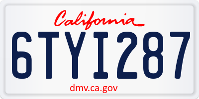 CA license plate 6TYI287