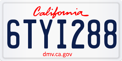 CA license plate 6TYI288