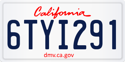 CA license plate 6TYI291