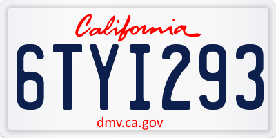 CA license plate 6TYI293