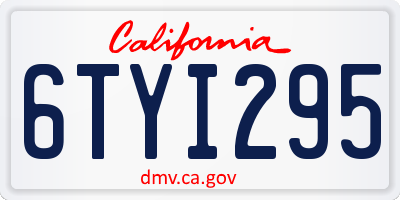 CA license plate 6TYI295
