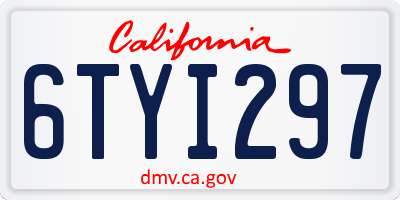 CA license plate 6TYI297