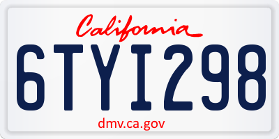 CA license plate 6TYI298