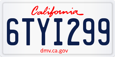 CA license plate 6TYI299