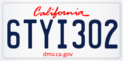 CA license plate 6TYI302