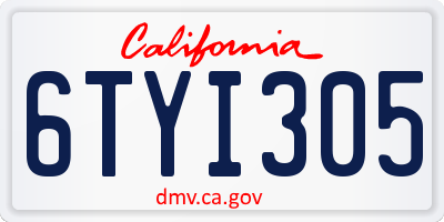 CA license plate 6TYI305