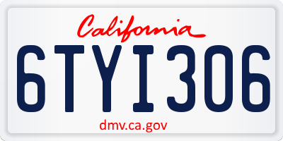 CA license plate 6TYI306