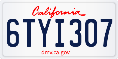 CA license plate 6TYI307
