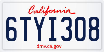 CA license plate 6TYI308