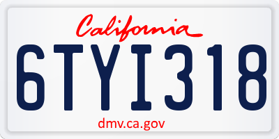 CA license plate 6TYI318