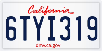 CA license plate 6TYI319
