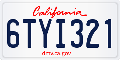 CA license plate 6TYI321