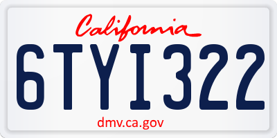 CA license plate 6TYI322